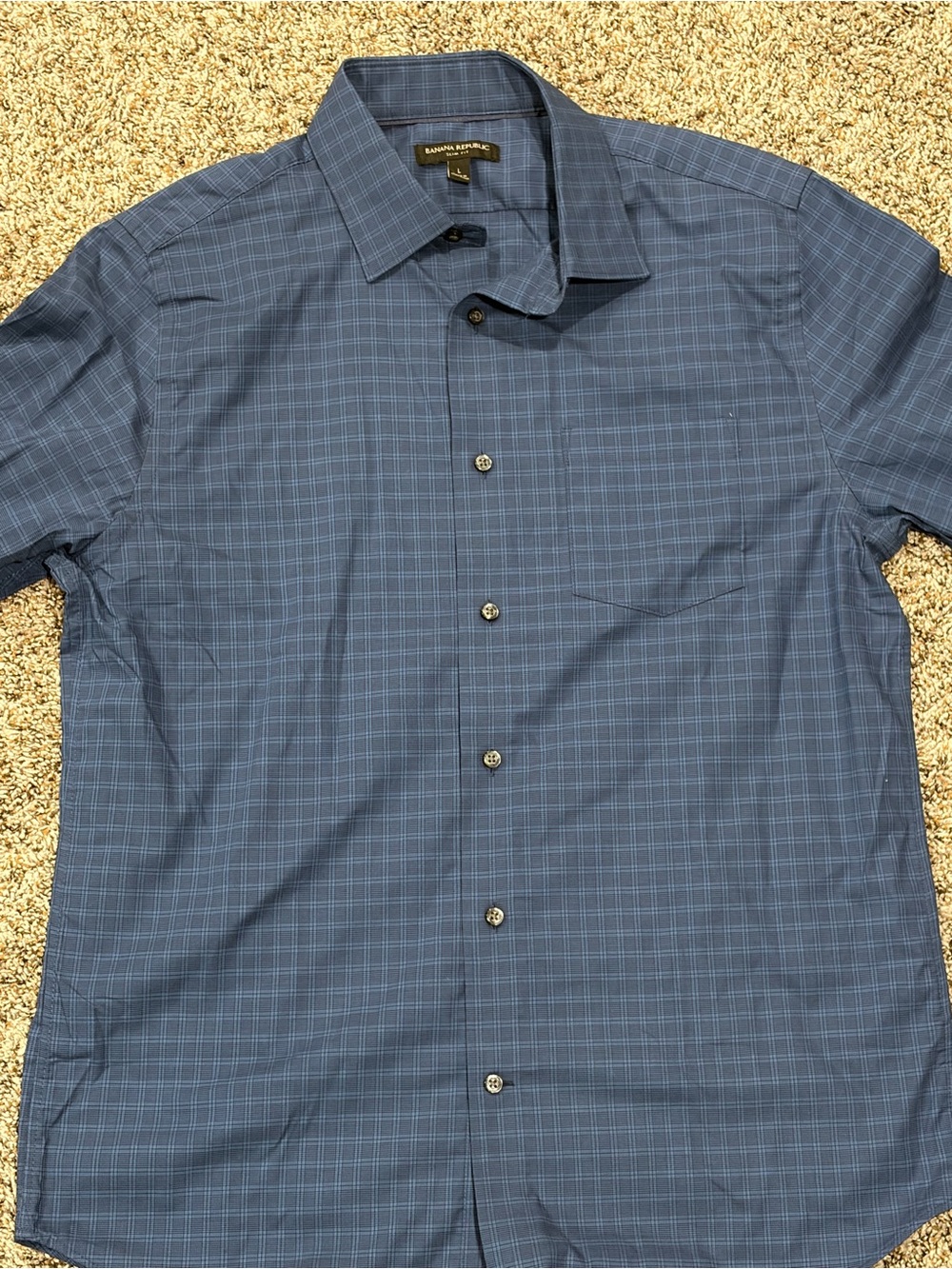 Banana Republic Men's Blue Windowpane Dress Shirt